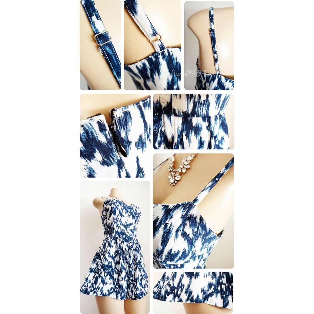 Last☝️ Blue Sweetheart Bohemian Print Cute Romper - Picture 6 of 8